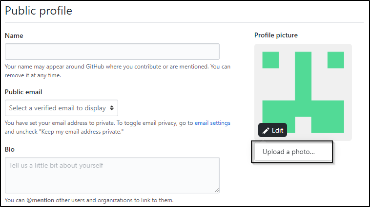 Once you click the Edit button, the website will allow you to upload a picture Once you click the Edit button, the website will allow you to upload a picture