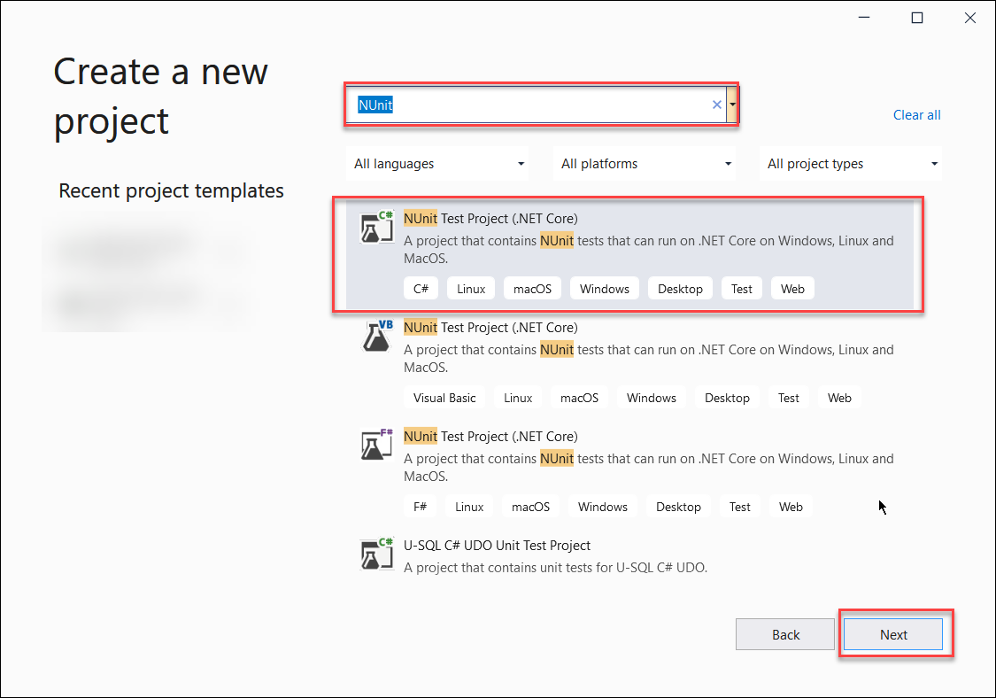 Create NUnit Project Create NUnit Project