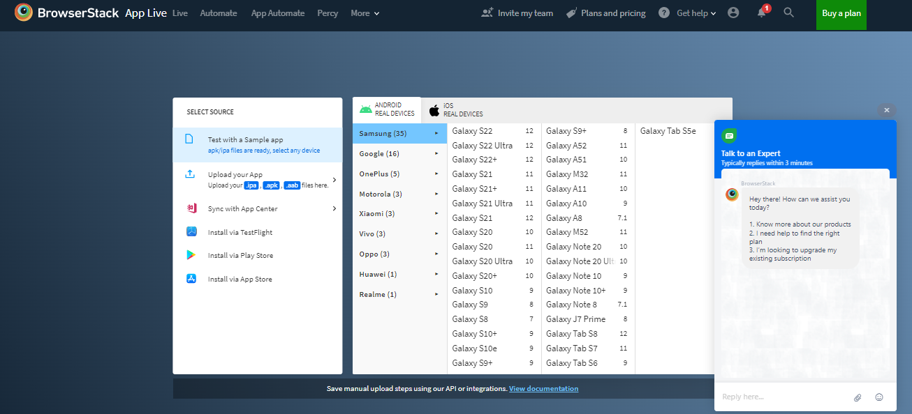 Browserstack App live Browserstack App live