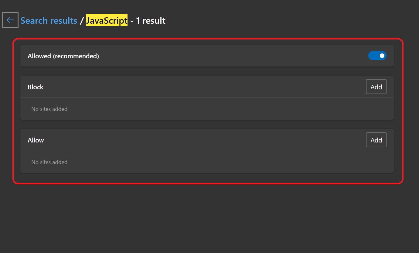 Click on Allowed to Enable JavaScript in Microsoft Edge Browser Click on Allowed to Enable JavaScript in Microsoft Edge Browser