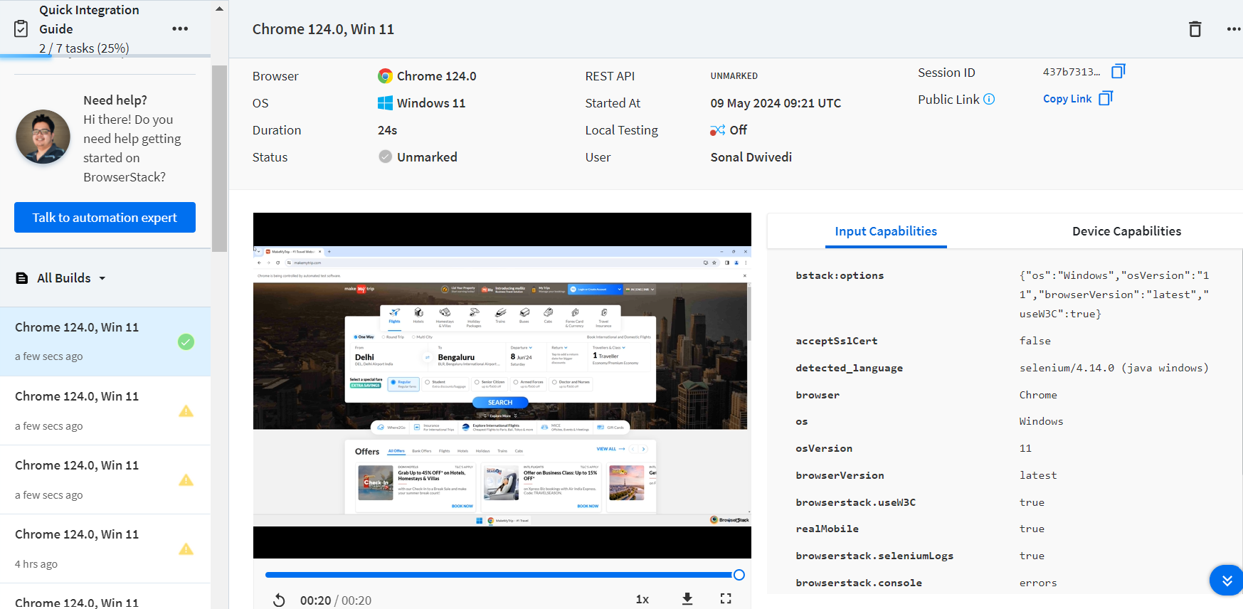 Video Logs in BrowserStack Automate Video Logs in BrowserStack Automate