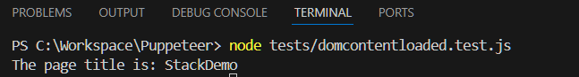 Example output for waiting for only dom content to be loaded Example output for waiting for only dom content to be loaded