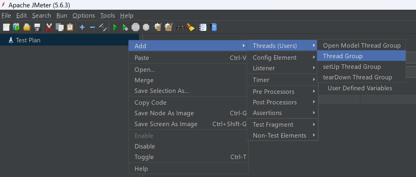 Add Thread Group Add Thread Group