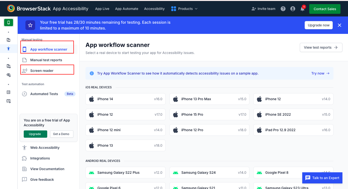 BrowserStack App Accessibility Testing Dashboard BrowserStack App Accessibility Testing Dashboard