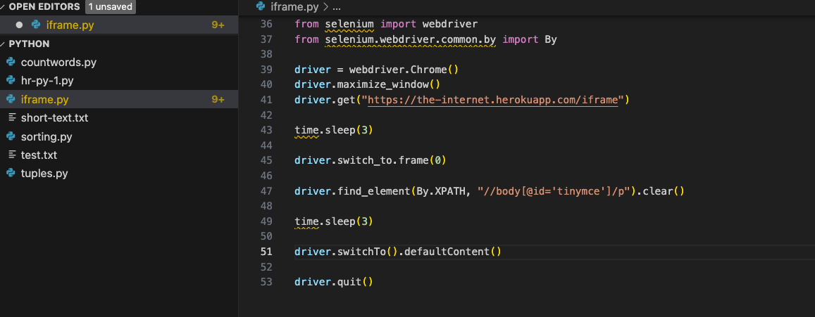iFrame Switch to default in Selenium Python iFrame Switch to default in Selenium Python