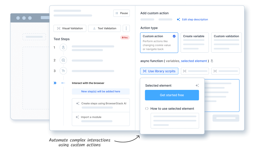 Extend test capabilities with custom actions Extend test capabilities with custom actions