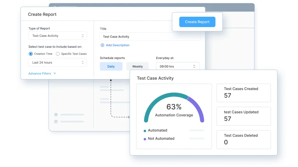 Simplified test case search and filter Test case activity report