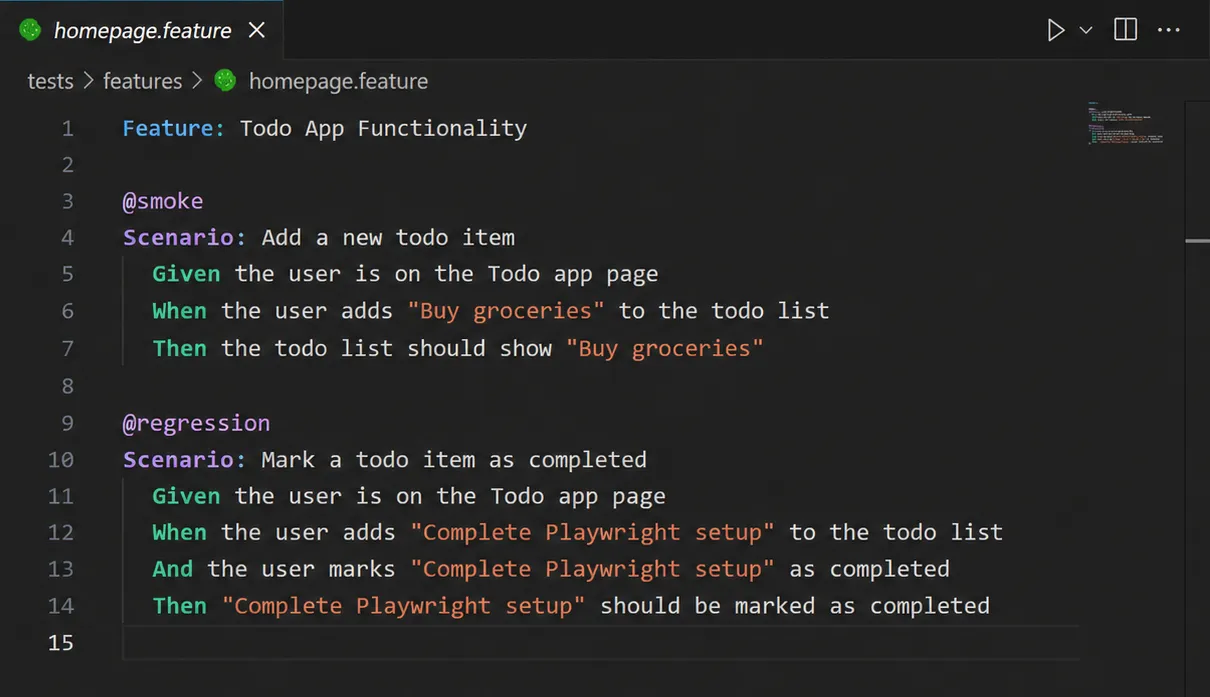 Feature file with tags Feature file with tags