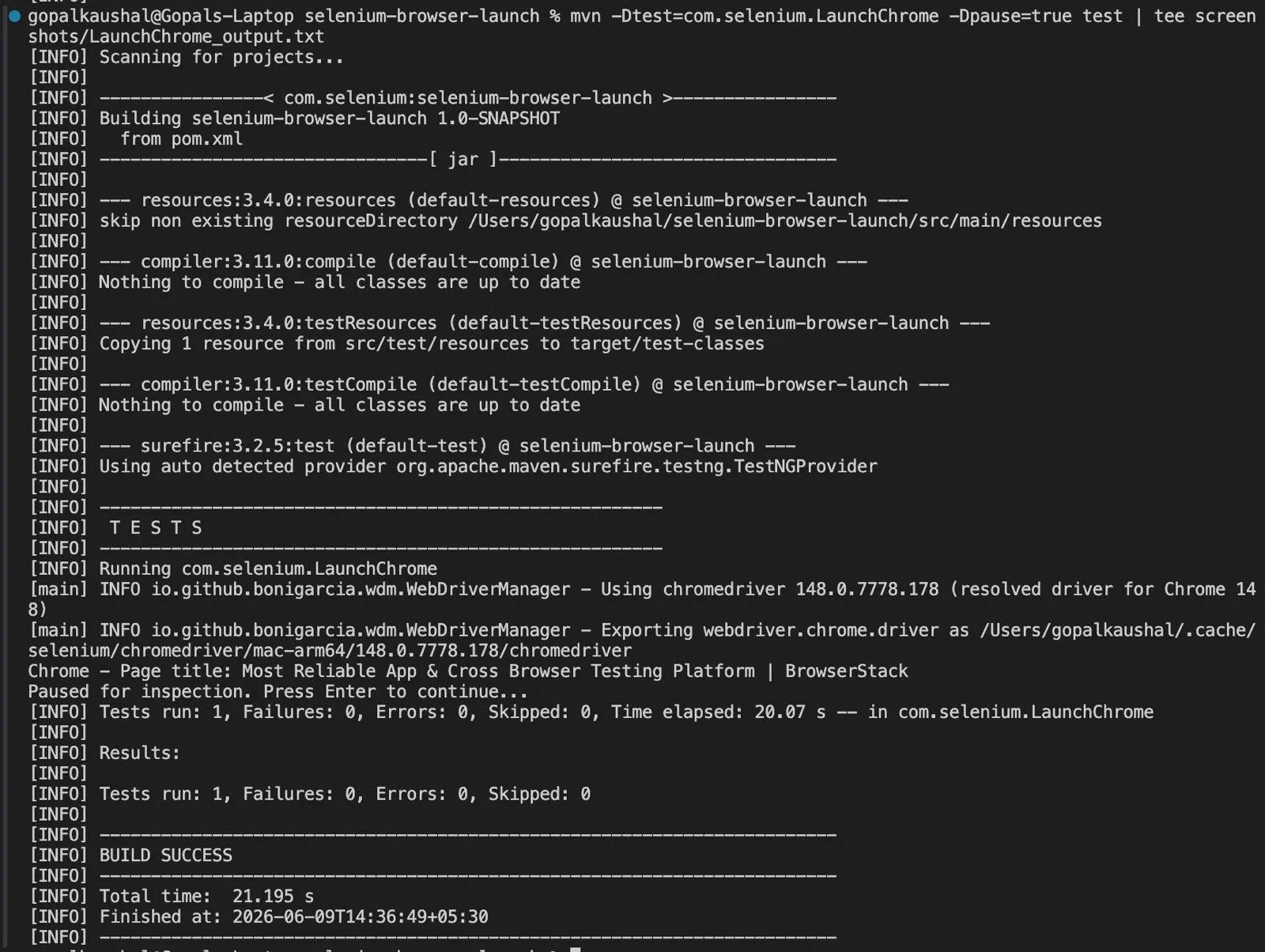 LaunchChrome Output LaunchChrome Output