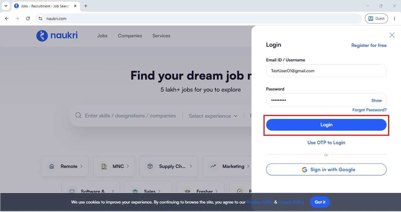 Login Button Click Login Button Click